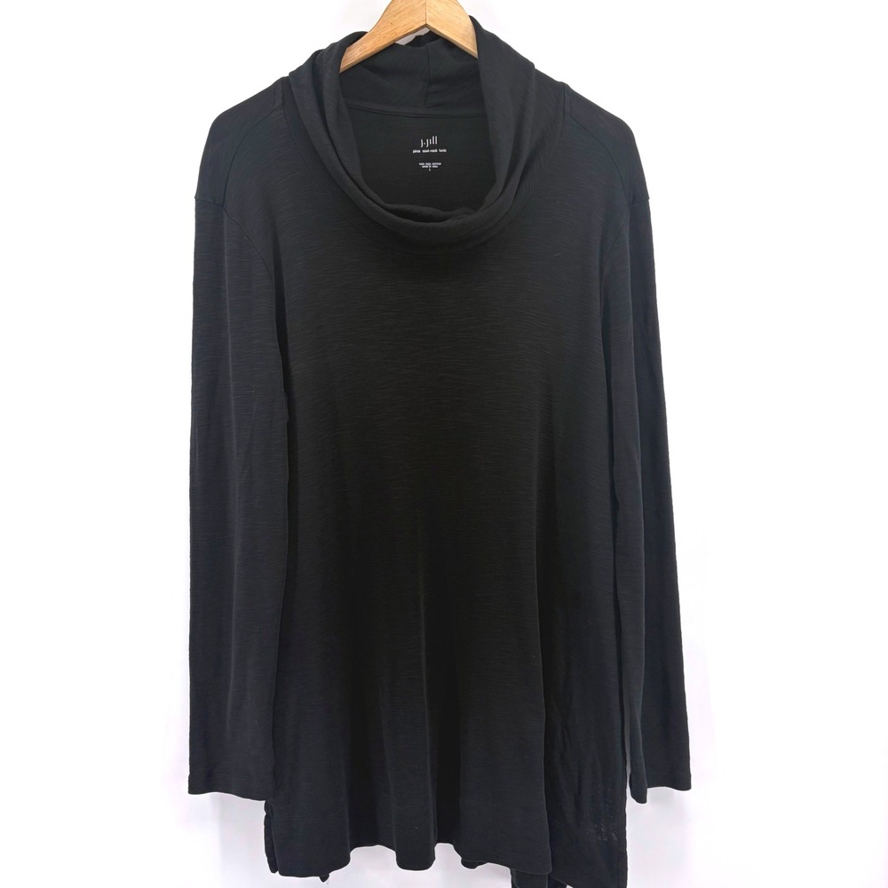 J. Jill Black Pima Cotton Cowl Neck Tunic Top Long Sleeve Large